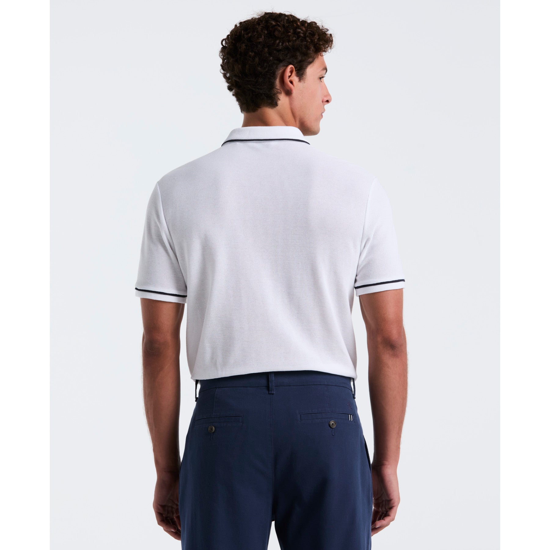 Original Penguin Icons Bentley Mesh Polo Shirt In Bright White(Organic Cotton Bentley Mesh Polo White Opkm3500gp 118)