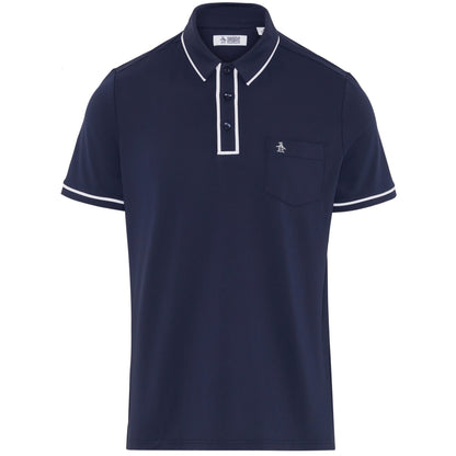Original Penguin Technical Earl Short Sleeve Golf Polo Shirt In Black Iris(Technical Earl Golf Polo Blue Ogkse002gg 417)