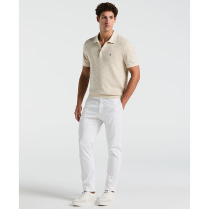 Original Penguin Jaquard Geometric Sweater Polo Shirt In Birch(Jaquard Geometric Sweater Polo Shirt Beige Opgm2500gp 252)
