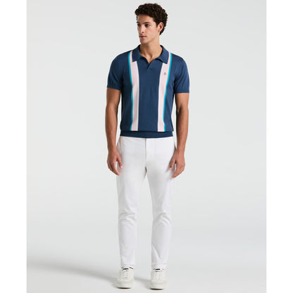 Original Penguin Vertical Stripe Sweater Polo Shirt In Sargasso Sea(Vertical Stripe Sweater Polo Shirt Blue Opgm2505gp 485)