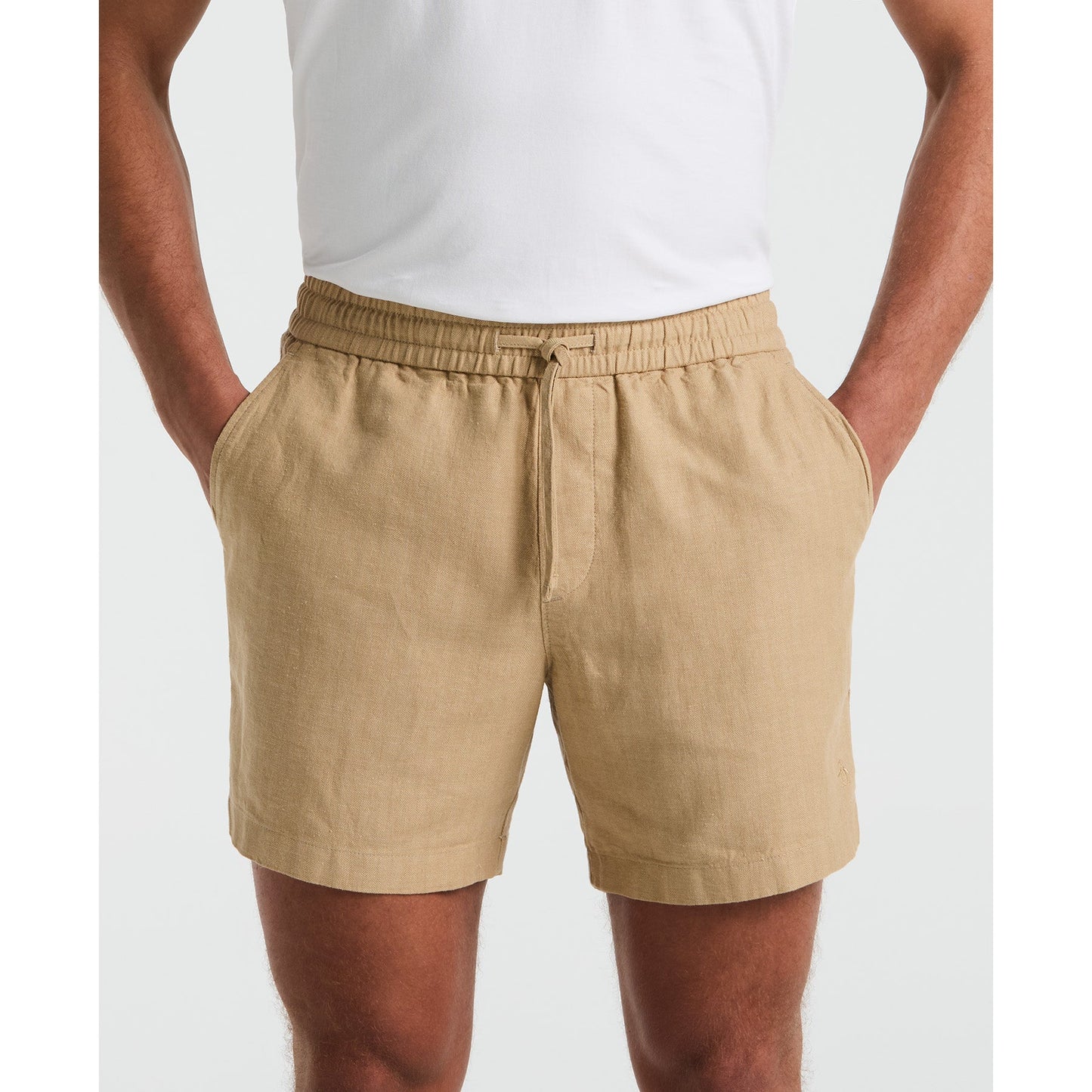 Original Penguin 6" Linen Blend Shorts In Travertine(6 Linen Blend Shorts Beige Ophm2500gp 254)