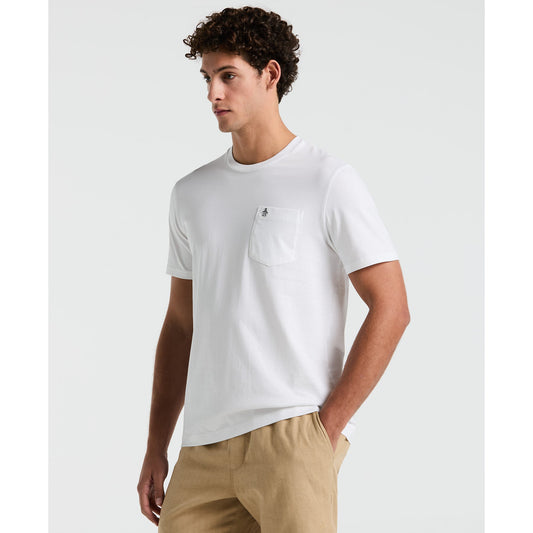 Original Penguin Supima Sticker Pete Pocket T-Shirt In Bright White(Supima Sticker Pete Pocket T Shirt White Opkb2111gp 118)