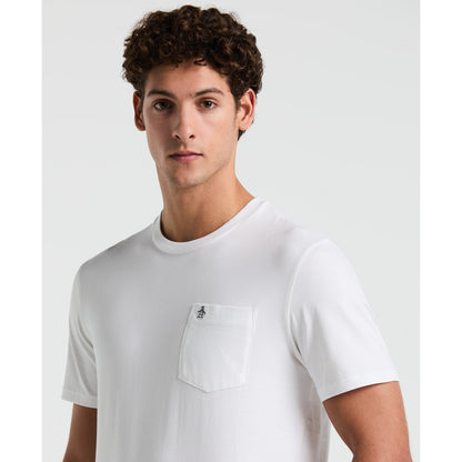 Original Penguin Supima Sticker Pete Pocket T-Shirt In Bright White(Supima Sticker Pete Pocket T Shirt White Opkb2111gp 118)