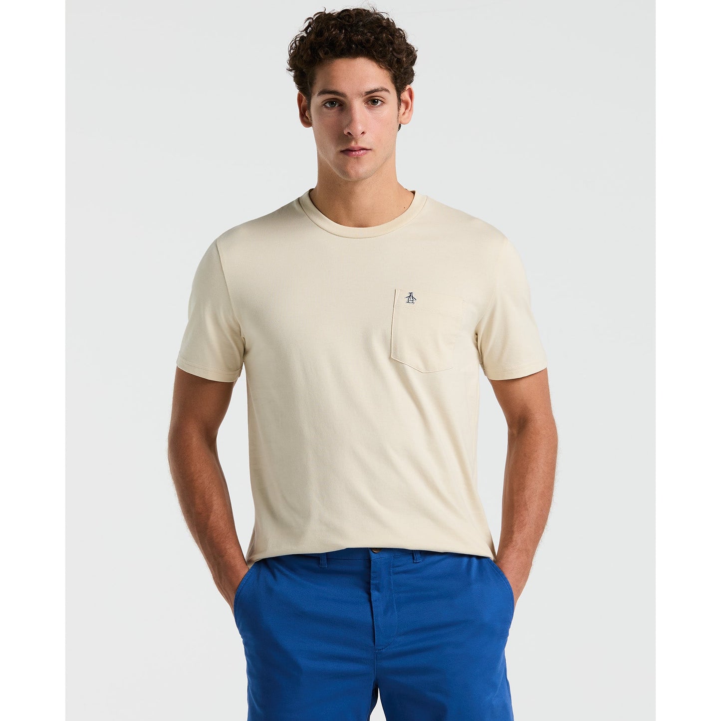Original Penguin Supima Sticker Pete Pocket T-Shirt In Birch(Supima Sticker Pete Pocket T Shirt Beige Opkb2111gp 252)