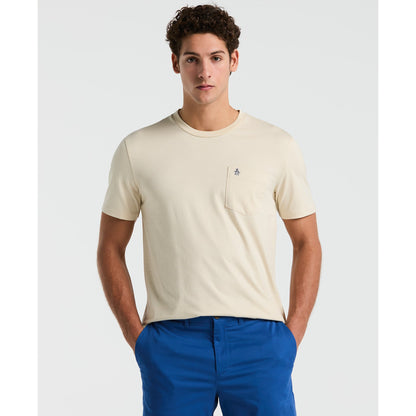 Original Penguin Supima Sticker Pete Pocket T-Shirt In Birch(Supima Sticker Pete Pocket T Shirt Beige Opkb2111gp 252)