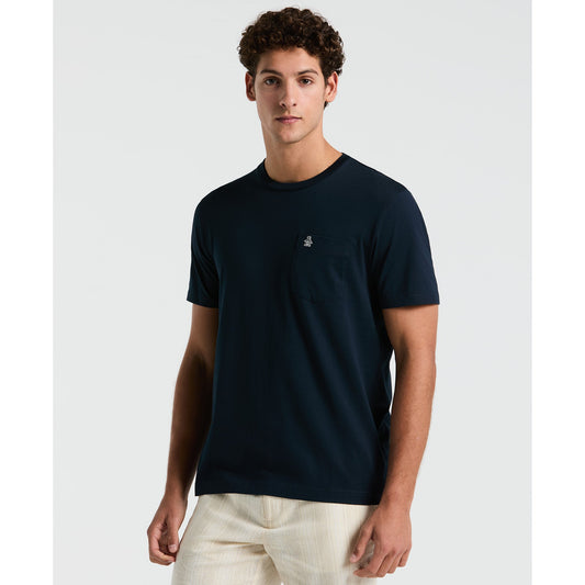 Original Penguin Supima Sticker Pete Pocket T-Shirt In Dark Sapphire(Supima Sticker Pete Pocket T Shirt Blue Opkb2111gp 413)