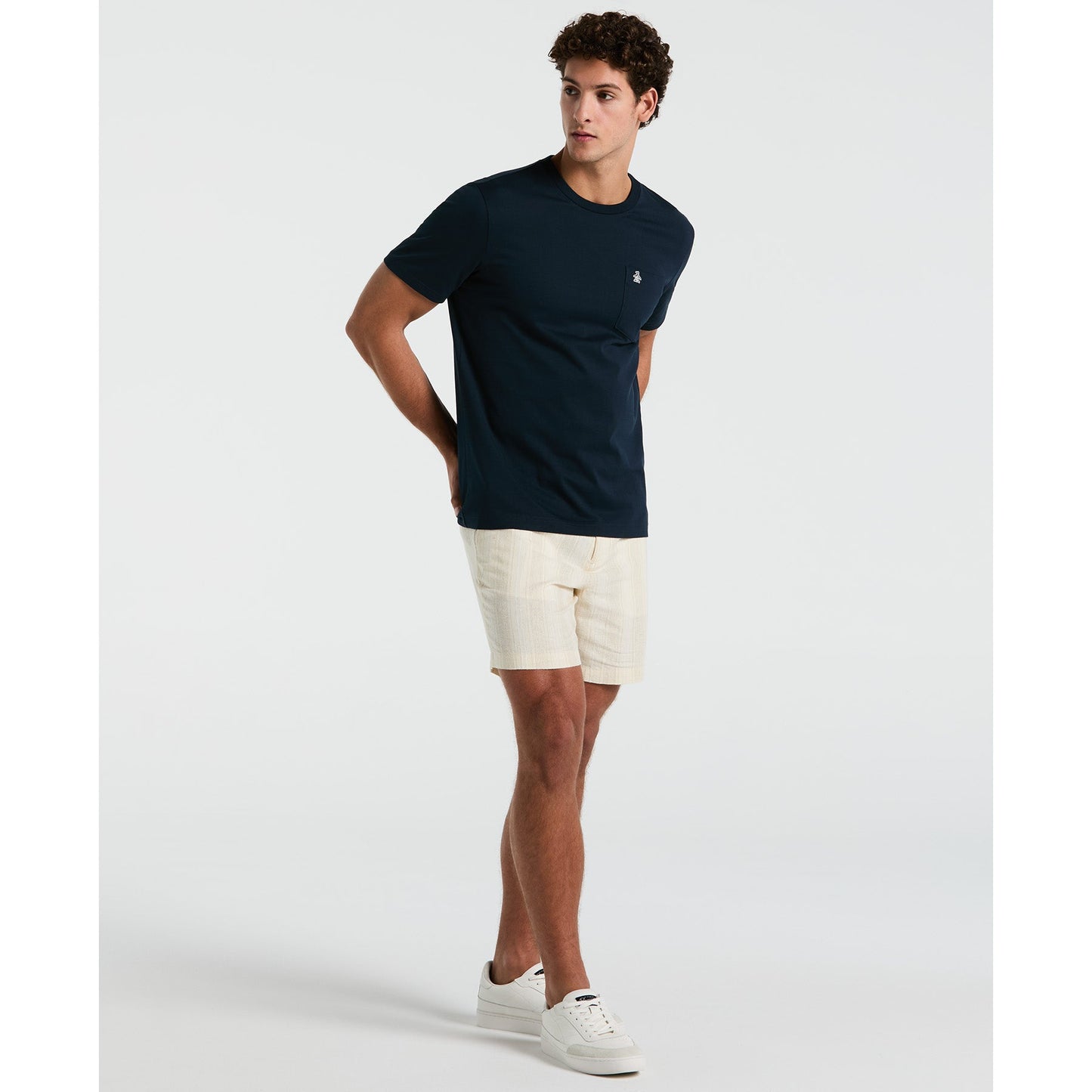 Original Penguin Supima Sticker Pete Pocket T-Shirt In Dark Sapphire(Supima Sticker Pete Pocket T Shirt Blue Opkb2111gp 413)