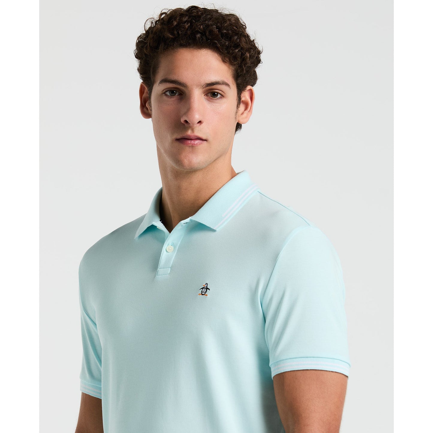 Original Penguin Icons Tipped Polo Shirt In Spa Retreat(Icons Tipped Polo Shirt Blue Opkf3808gp 477)