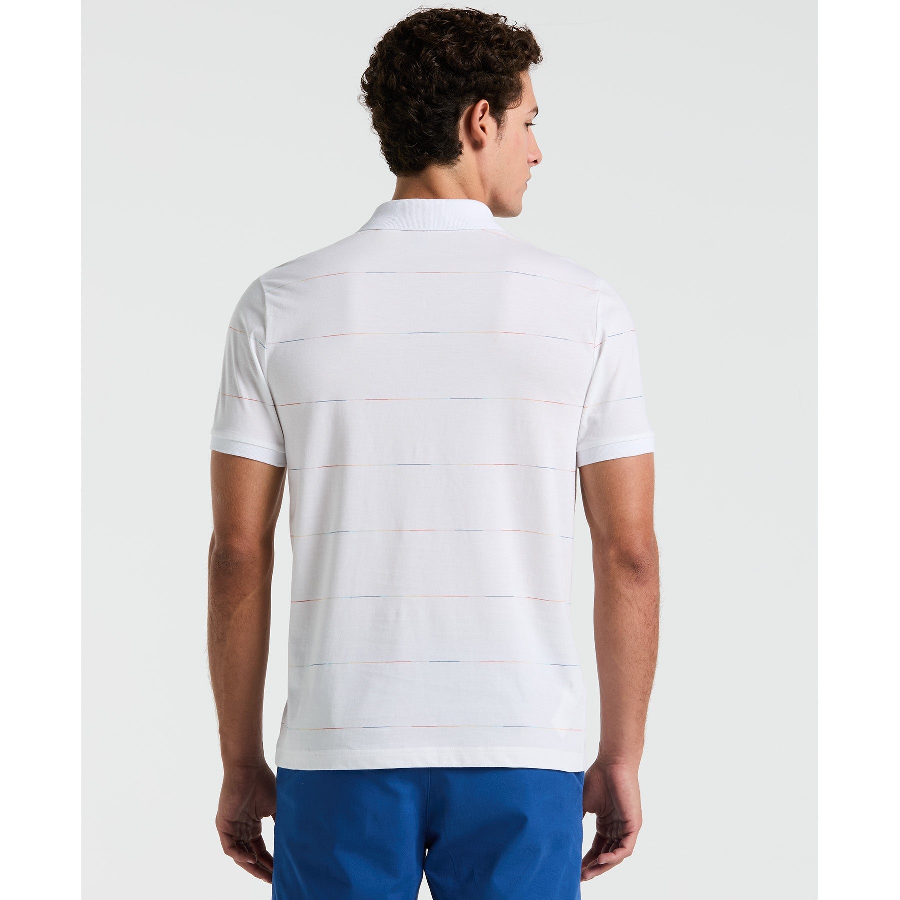 Original Penguin Pride Space Dye Striped Polo Shirt In Bright White(Pride Space Dye Striped Polo Shirt White Opkm2418gp 118)