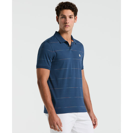 Original Penguin Pride Space Dye Striped Polo Shirt In Sargasso Sea(Space Dye Jersey Stripe Polo Shirt Blue Opkm2418gp 485)