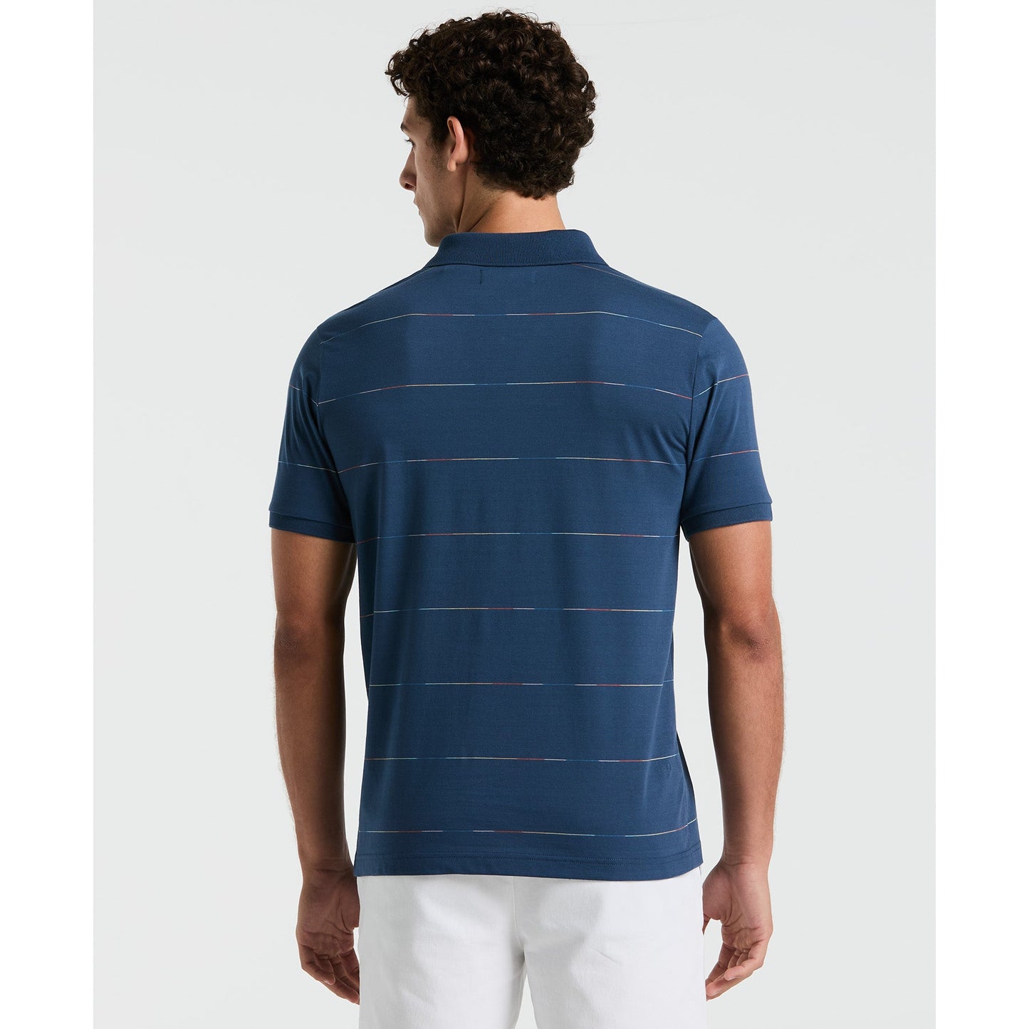 Original Penguin Pride Space Dye Striped Polo Shirt In Sargasso Sea(Space Dye Jersey Stripe Polo Shirt Blue Opkm2418gp 485)