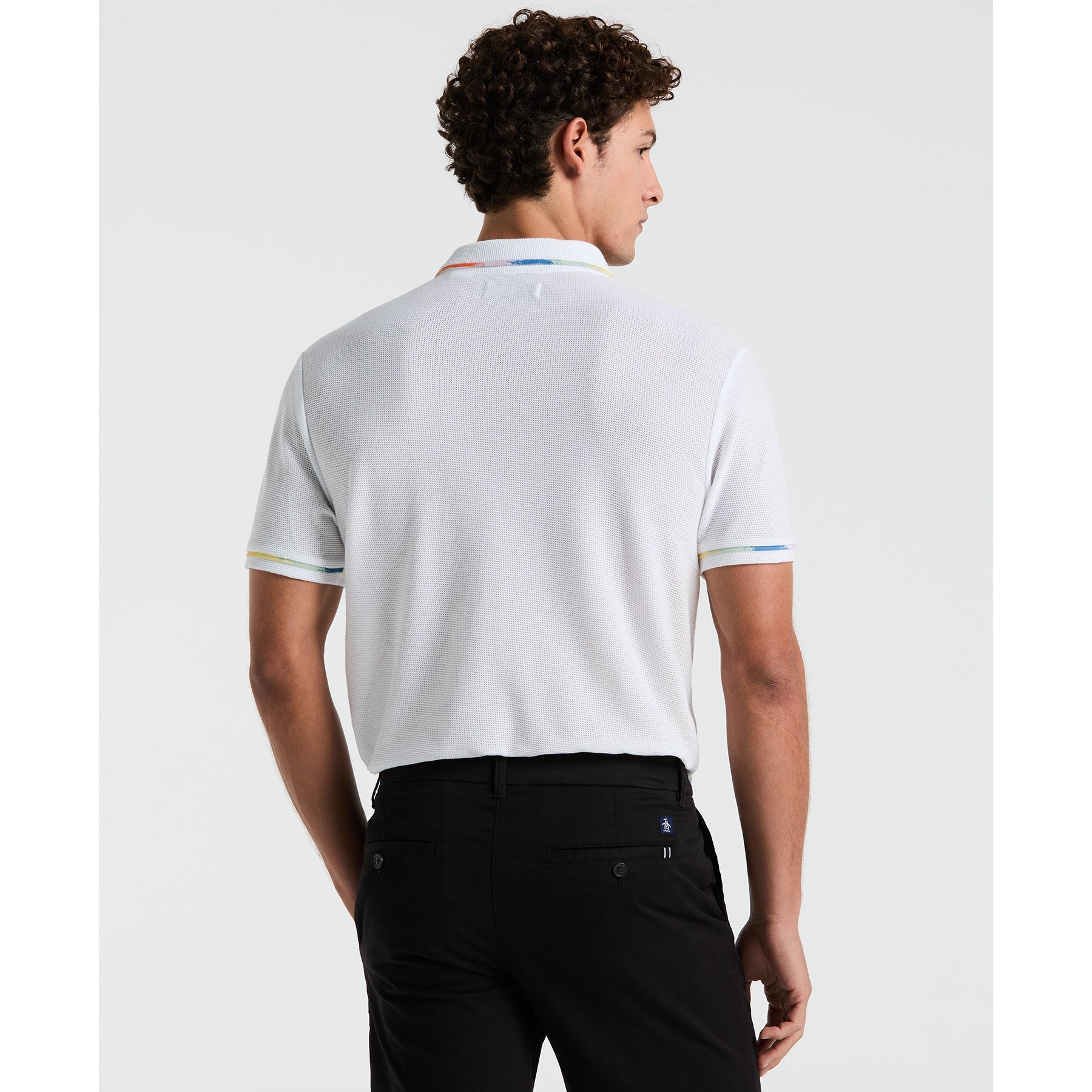 Original Penguin Pride Space Dyed Mesh Polo Shirt In Bright White(Space Dye Mesh Polo Shirt White Opkm2436gp 118)