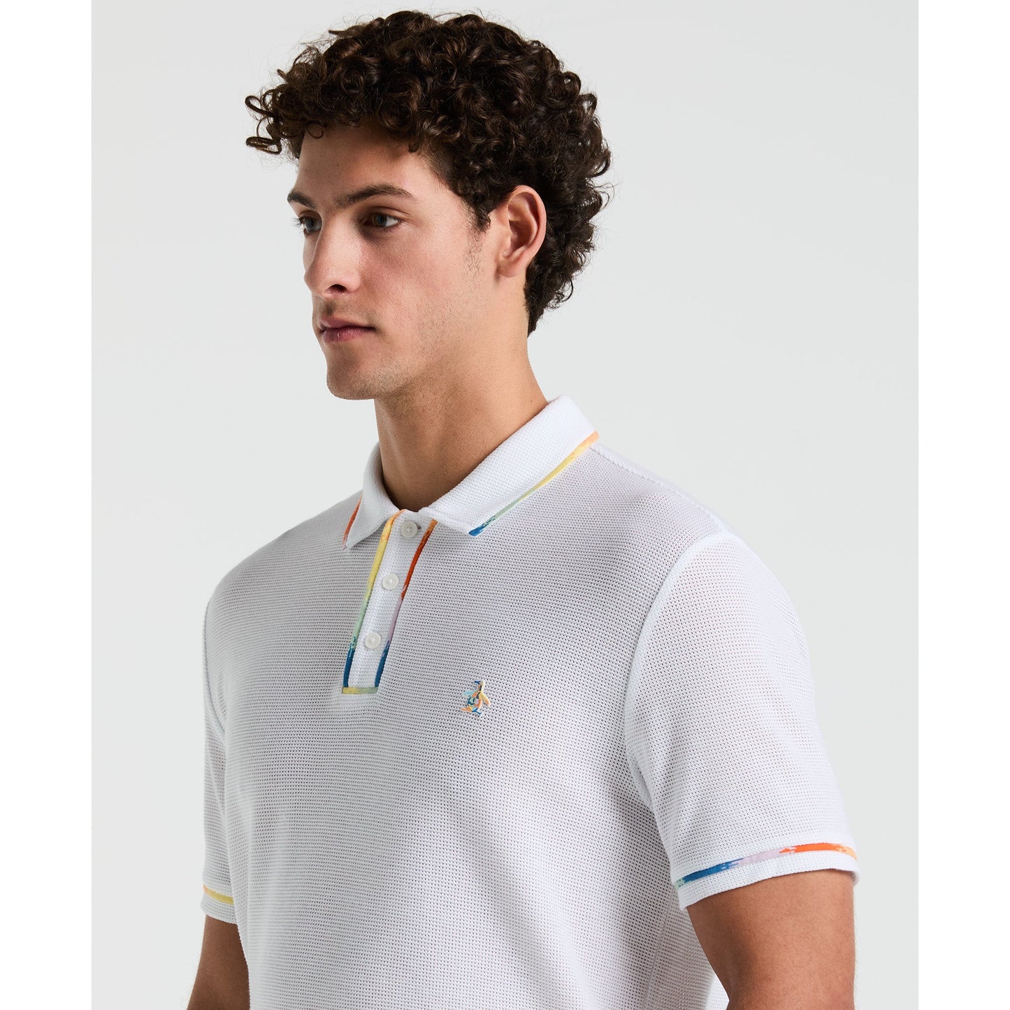 Original Penguin Pride Space Dyed Mesh Polo Shirt In Bright White(Space Dye Mesh Polo Shirt White Opkm2436gp 118)