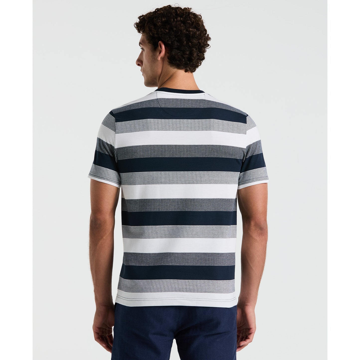 Original Penguin Pique Jaquard Stripe T-Shirt In Dark Sapphire(Pique Jaquard Stripe T Shirt Blue Opkm2501gp 413)