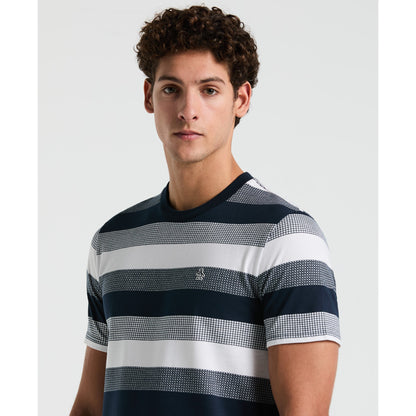 Original Penguin Pique Jaquard Stripe T-Shirt In Dark Sapphire(Pique Jaquard Stripe T Shirt Blue Opkm2501gp 413)