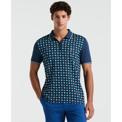 Original Penguin Jaquard Front 1/4 Zip Polo Shirt In Sargasso Sea(Jaquard Front 14 Zip Polo Shirt Blue Opkm2523gp 485)