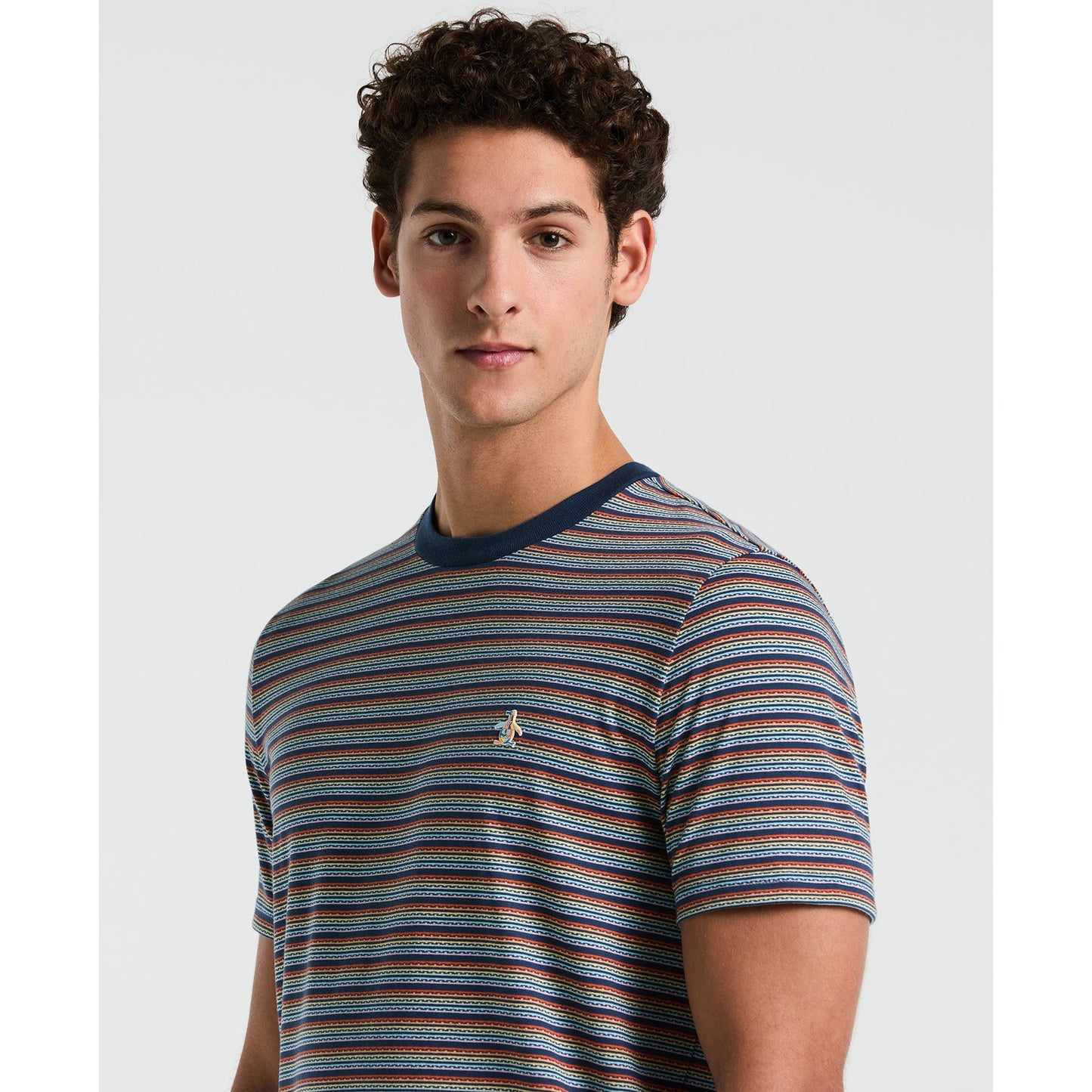 Original Penguin Pride Jaquard Stripe T-Shirt In Sargasso Sea(Pride Jaquard Stripe T Shirt Blue Opkm2529gp 485)