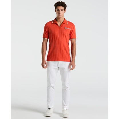 Original Penguin Icons Open Collar Polo Shirt In Red Clay(Icons Open Collar Polo Shirt Orange Opkm2536gp 859)