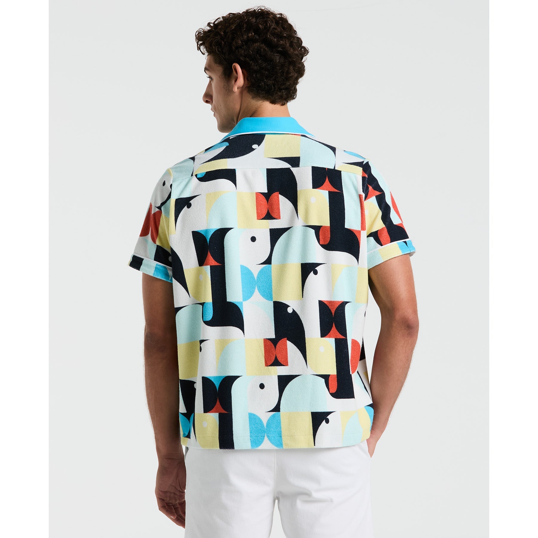 Original Penguin Allover Deco Print Short Sleeve Shirt In Horizon Blue(Allover Deco Print Short Sleeve Shirt Blue Opkm2538gp 429)