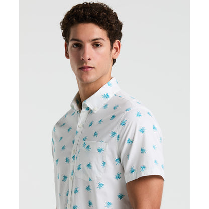 Original Penguin Agave Print Short Sleeve Shirt In Bright White(Agave Print Short Sleeve Shirt White Opwm2517gp 118)