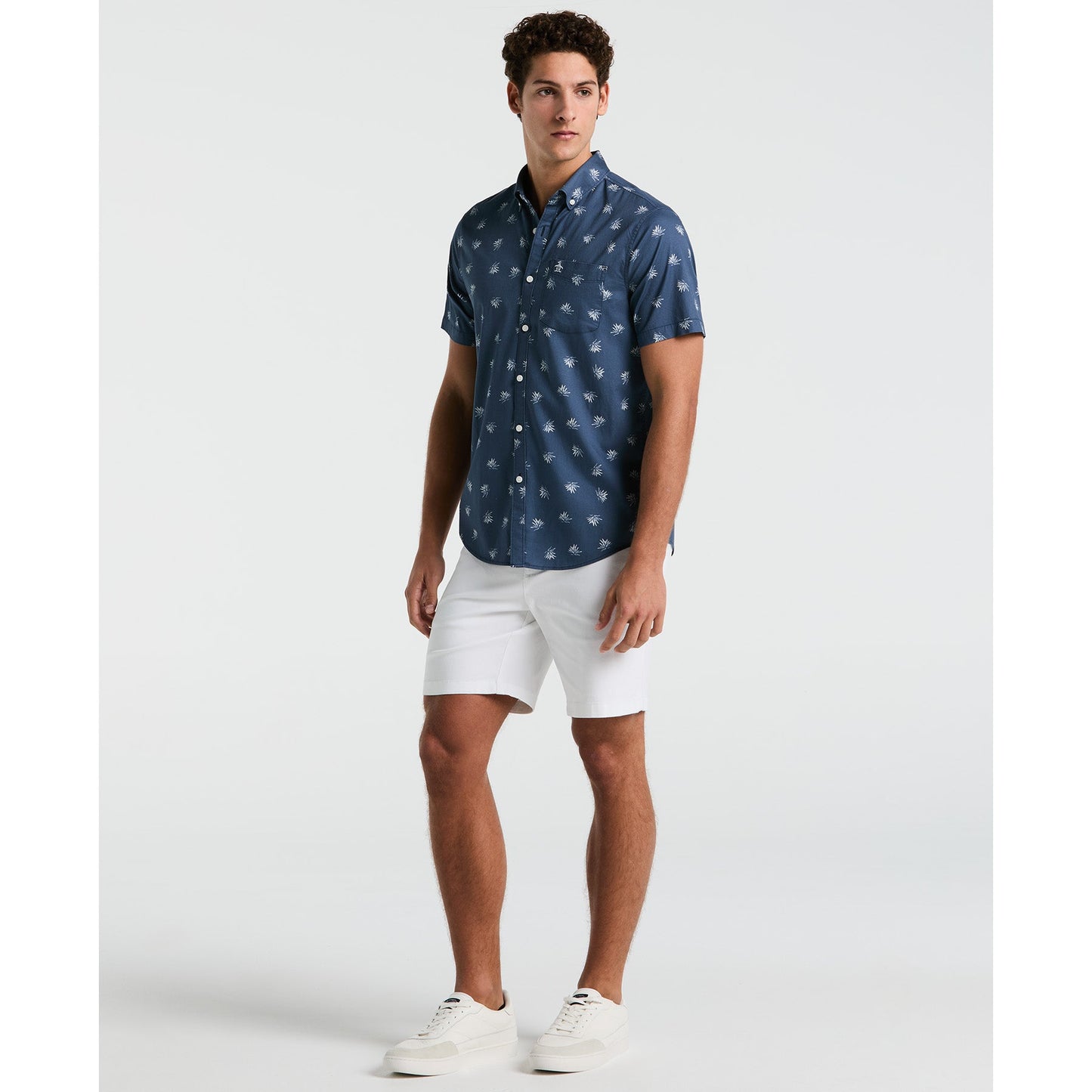 Original Penguin Agave Print Short Sleeve Shirt In Sargasso Sea(Agave Print Short Sleeve Shirt Blue Opwm2517gp 485)