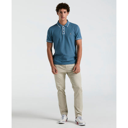 Original Penguin Icons Bentley Mesh Polo Shirt In Copen Blue(Organic Cotton Bentley Mesh Short Sleeve Polo Shirt Blue Opkm3500gp 443)