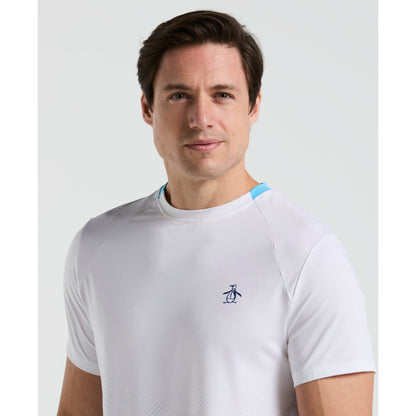 Original Penguin Performance Ventilated Ombre Tennis T-Shirt In Bright White(Performance Ventilated Ombre Tennis T Shirt White O1ksf017gg 118)