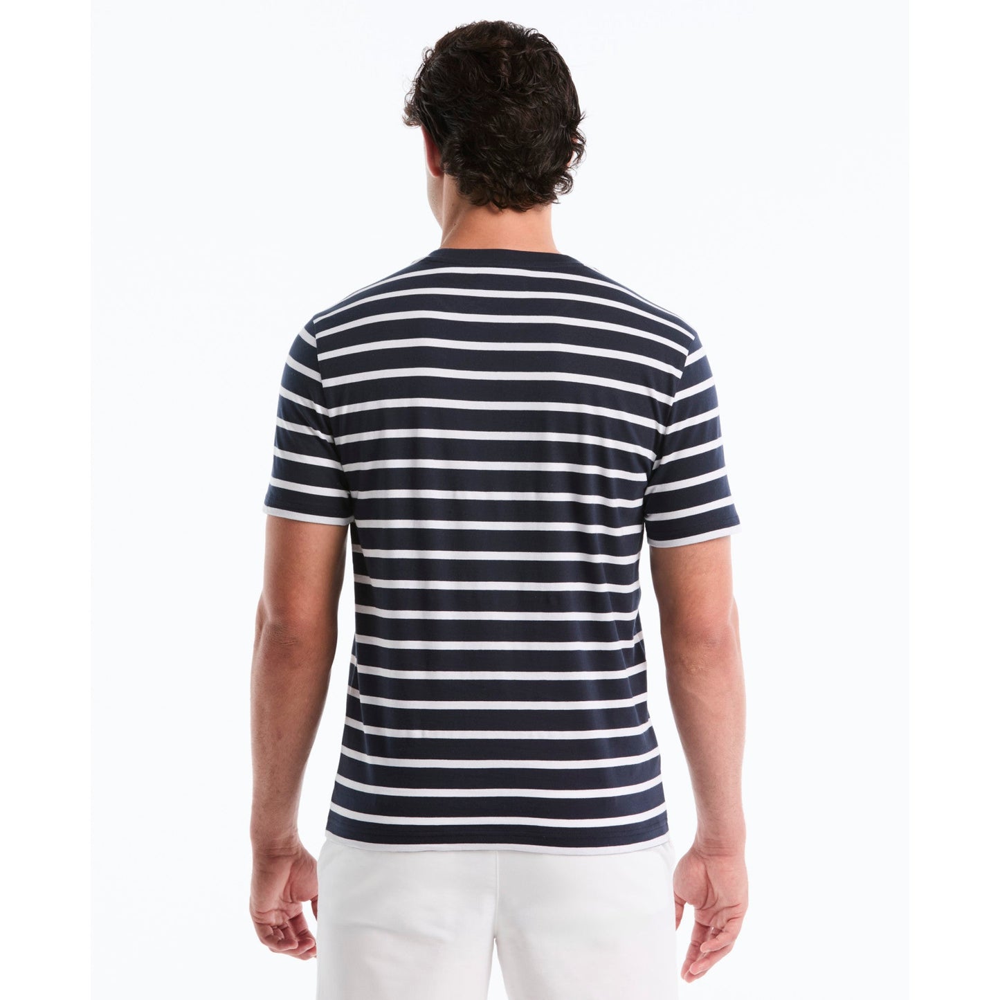 Original Penguin Breton Striped T-Shirt In Dark Sapphire(Sticker Pete Breton T Shirt Blue Opks3720gp 413)