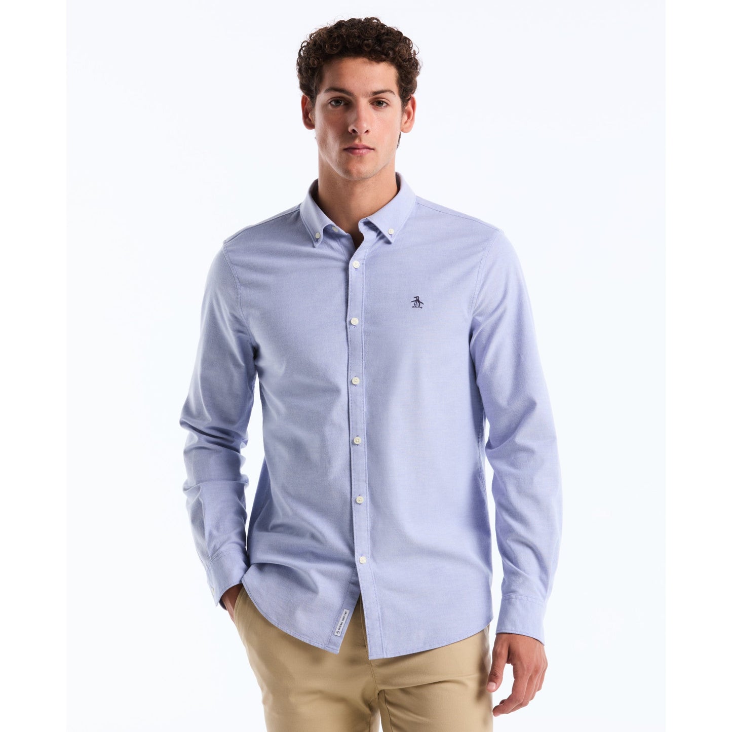 Original Penguin Ecovero Oxford Stretch Shirt In Amparo Blue(Oxford Ecovero Shirt Blue Opwb0035gp 424)